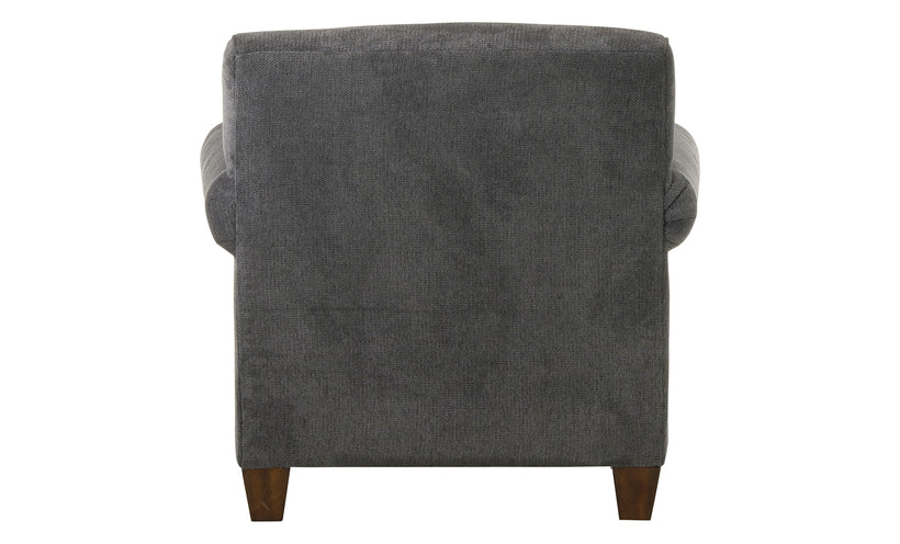 Gray upholstered chair on a white background